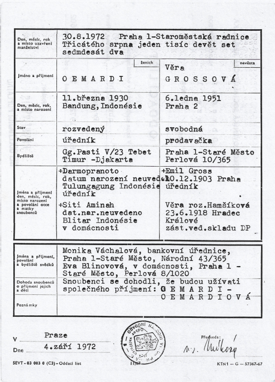 Vera Grossova &amp; Oemardi - Oddaci List - 30.8.1972